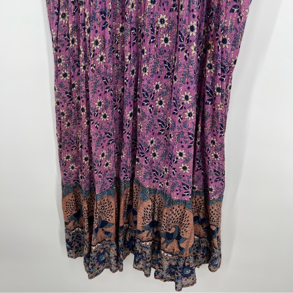 Vintage Starina 1970s Boho Hippie Purple Metallic Indie Dress Midi Y2K Floral M - Picture 5 of 12